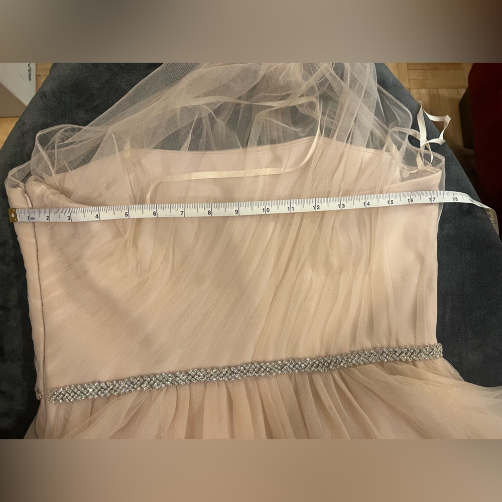 Mark Zunino one-shoulder dress, draped tulle w/ crystal waist & strap. Prom. 13 - Picture 15 of 16